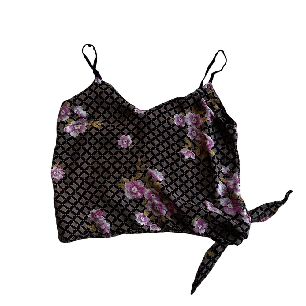 Jeffrey Jeffrey California Vintage Floral Geometric Side Tie Camisole Top Small